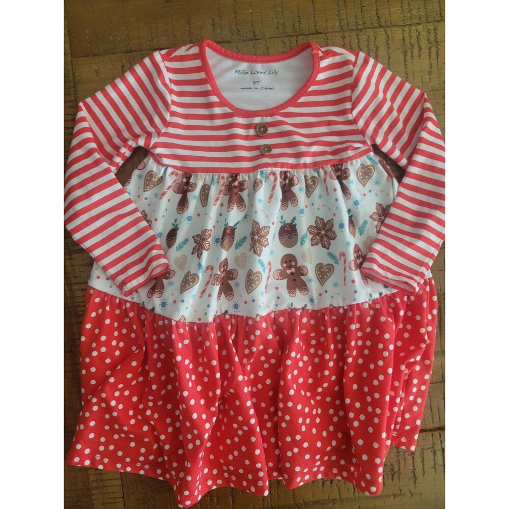MILLIE LOVES LILY Christmas gingerbread dress girls 3T